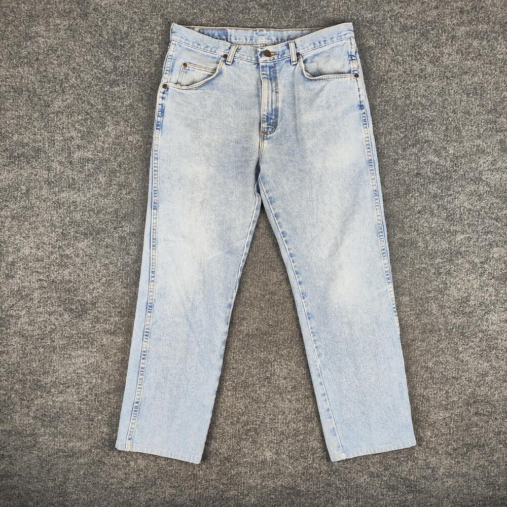 Wrangler Jeans Mens 32x27 Light Wash Blue Regular Straight Denim Pants